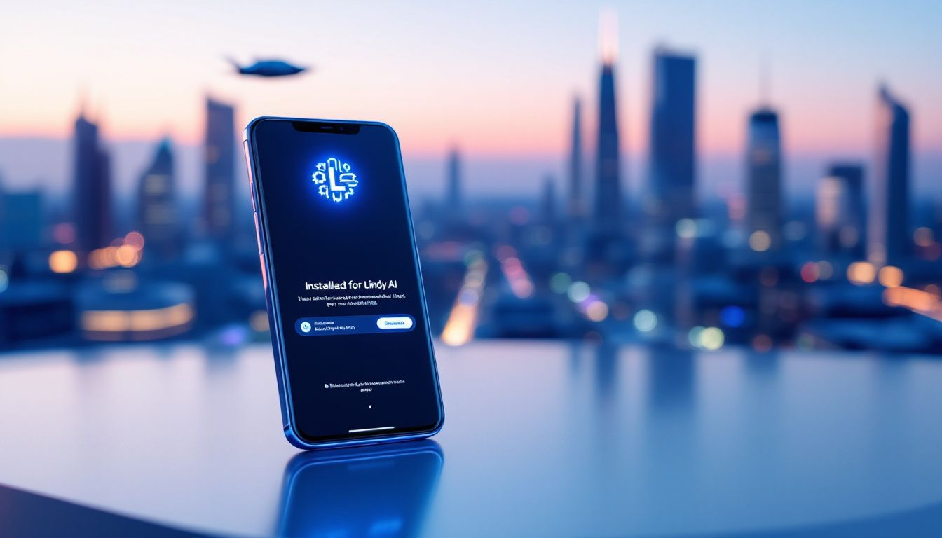 Installation der Lindy AI Mobile App auf einem Smartphone.